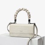 Leather handbag, one shoulder crossbody bag, white mini square bag